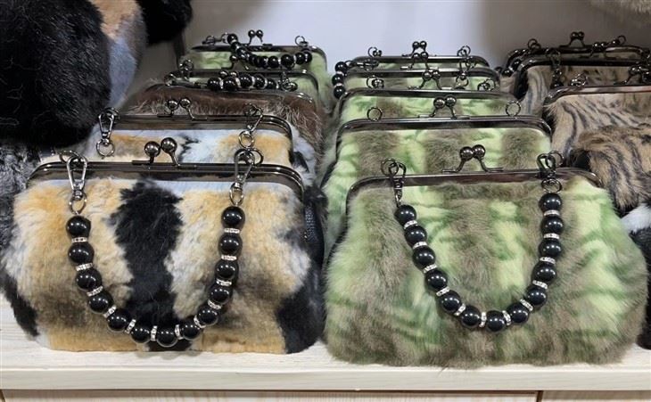 Real Fur Hand Bag For Women